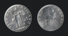 VATICANO 5 LIRE 1953 GIUSTIZIA