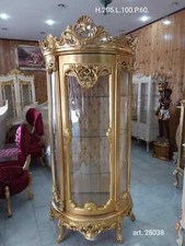 VETRINA 1 ANTA IN LEGNO BAROCCO DECORO ORO STOFFA E CRISTALLI CREDENZA 