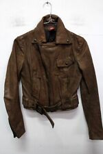 Dondup Giacca di Pelle Donna Taglia 38 Giubbino Jacket Woman Marrone Made Italy