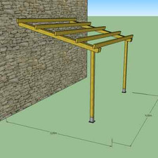 Pergola addossata 3x4 in legno impregnato e ferramenta zincata inclusa