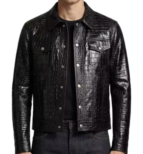 Giacca pelle nera uomo - nera, da