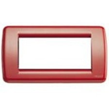 3pz PLACCA METALLO 4 MODULI ROSSO AMARANTO IDEA RONDO' VIMAR 16754.05 USATA