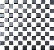 Mosaico Piastrella Ceramica Scacchiera Nero Bianco Bagno Cucina 18-0305-R10_F