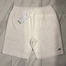 Lacoste Men's Cotton Fleece Logo Shorts White New