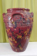 PORTAOMBRELLI IN TERRACOTTA SMALTATA ROSSA CON DECORO A SCHIZZI CERAMICHE ARTIST