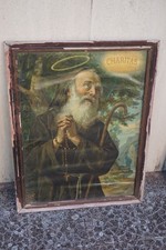 Quadro antico San Francesco di Paola Charitas Spampa d'Epoca Religione Cattolica