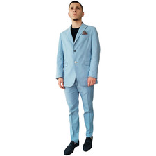 Abito uomo BERNA in cotone liscio slim fit giacca monopetto pantalone con coulis