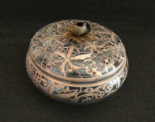 Antica Biscottiera Centro Tavola in Vetro Filatura in Argento degli Anni 30