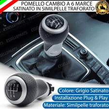 POMELLO LEVA CAMBIO AUDI Q3 F3 6 MARCE GRIGIO SATINATO SIMILPELLE TRAFORATO NERO