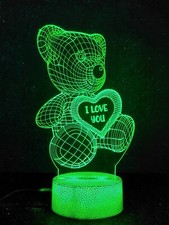  SAN VALENTINO Orsetto Led colori selezionabili –  IDEA REGALO ORSETTO 3D LOVE