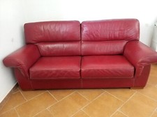 divano vera pelle 3 posti, come nuovo, colore rosso