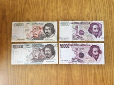 LOTTO 4 BANCONOTE LIRE 100000
