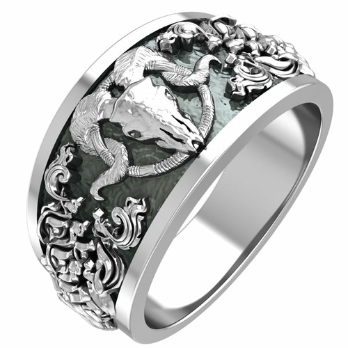 Anello teschio ariete argento