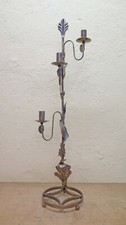 CANDELABRO LAMPADA DA TAVOLO TERRA CANDELIERE FERRO BATTUTO STILE FLOREALE CH34