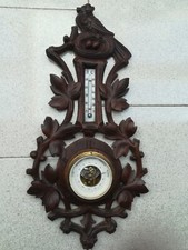 Antico barometro termometro 8/900 legno scolpito strumento scientifico scultura 