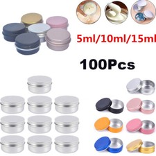 10-100X Barattolo di Latta di Conservazione Metallo Piccolo Rotondo Stash Pot Balsamo Labbra Cosmetici 5ml-110ml