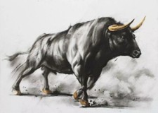 POSTER LOCANDINA QUADRO ADESIVO DECORAZIONE CASA - TORO RITRATTO VINTAGE - A4