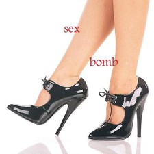 SEXY scarpe decolte nere laccetti domina tacco spillo 15  n. 37 fashion GLAMOUR