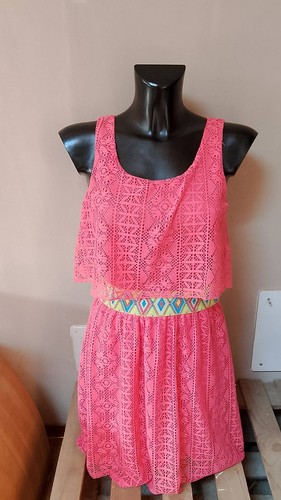 Abito pizzo rosa corallo - abito,