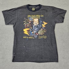 T-shirt grande vintage 1988 emblema 3D Harley Davidson Wizard Sturgis Black Hills