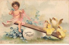 Angeli #MK41618 Buona Pasqua Ange Cherubino Fiori Altalena Hollywoodiana Pulcino