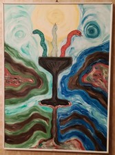 Dipinto astratto a olio su tela