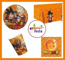 KIT ADDOBBI FESTA COMPLEANNO DRAGON BALL X8X16X24X32X40 PERSONE PIATTI BICCHIE
