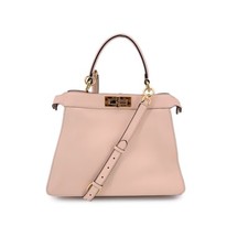 Autentica borsa a tracolla Fendi in pelle rosa Peekaboo ISeeU manico superiore medio