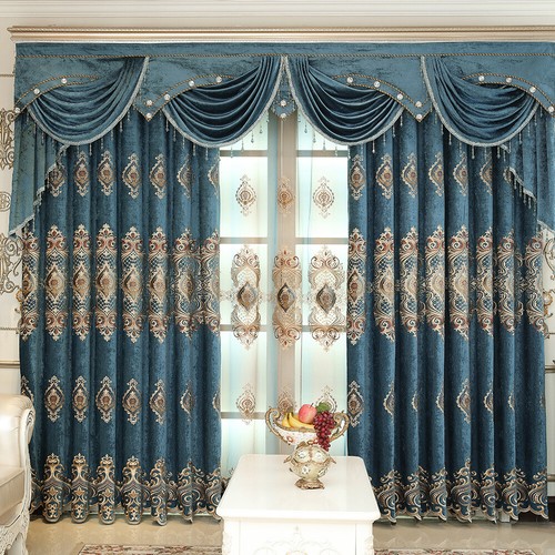 Tenda oscurante ciniglia blu