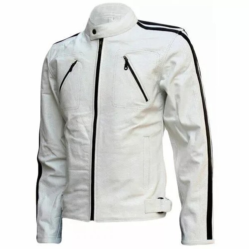 Giacca uomo biker bianca fatta