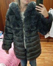 Ecopelliccia Tg M pelliccia Ecologica Con Cappuccio