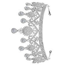  Sposa Tiara Matrimonio Lega di zirconio Corona in pietra a forma di cuore