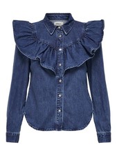 Only Indigo Frill Denim Shirt