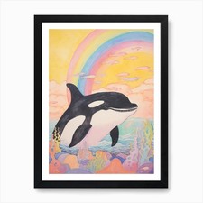 Pastel Rainbow Orca Whale