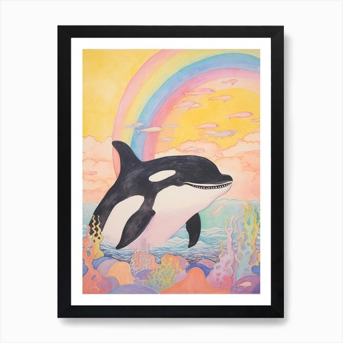 Pastel rainbow orca whale - pastel,