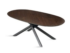 Dark Wood Effect Oval Dining