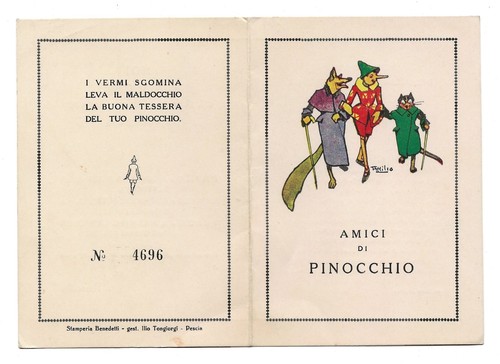Tessera amici pinocchio - tessera, di