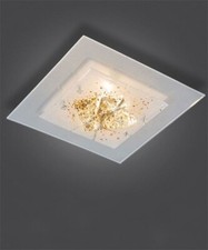 Plafoniera in vetro di Murano bianca cristallo oro 4 luci 60 cm lampada soffitto