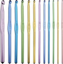 CROCHETS-12-PCS-9922 - Set Di 12 Uncinetti in Alluminio, Multicolore, 12 Misure,
