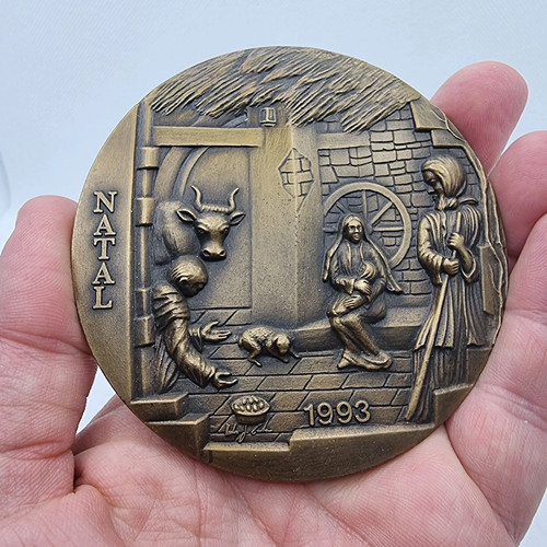 Medaglia bronzo natale - bronzo,