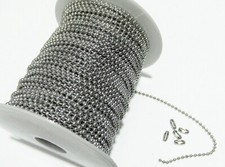 1mt catena a pallini sfere 2mm(+ 5 chiusure) acciaio inox colore argento scuro