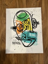 Amel Samuels quadro originale astratto moderno pop art olio su tela robot pazzo