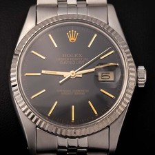 Rolex Datejust 16014 Lunetta Zigrinata Jubilee Watch 36mm Nero Index Quadrante