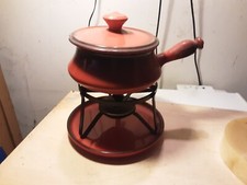 PENTOLA IN COCCIO PER BOURGUIGNONNE-FONDUE COMPLETA IN BUONO STATO PRESENTA SOLO