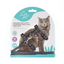 Pettorina per gatti con guinzaglio Leopet imbragatura gatto antifuga a pois