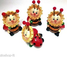 M. SET DI 4 APETTE GIRASOLE IN TERRACOTTA DIPINTE A MANO. BOMBONIERE IDEA REGALO