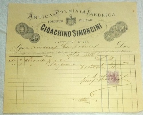 Fattura commerciale 1886 - fattura,
