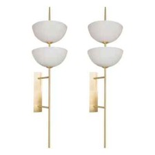 Coppia Applique Ciotola Metallo Stile Stilnovo Italiano Metà Secolo Applique Lampade