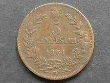 w938. Italia, 5 Centesimi, 1861 B, Bologna.