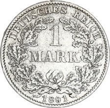 Kaiserreich 1 Mark 1891 D